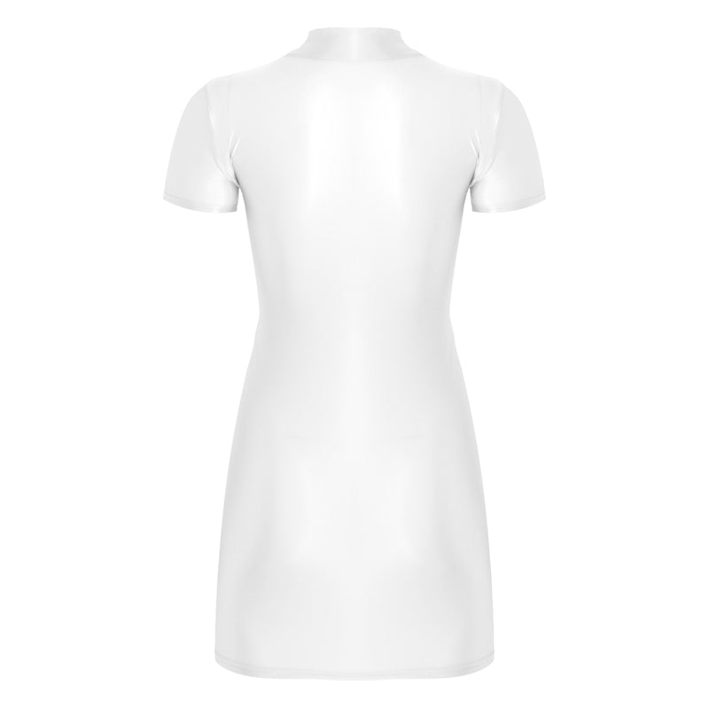 Women’s Oil Glossy Tights Mini Dress Sexy Party Clubwear.