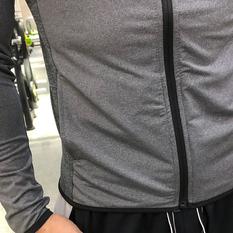 Winter Autumn Hoodies Sport Shirt Men Hat Zipper Running Jackets Fitness.