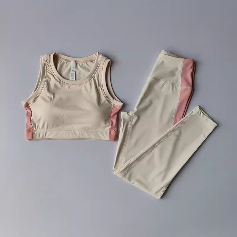 Women's Yoga Set Workout Set 2 Piece High Waist Yoga Leggings Sports.