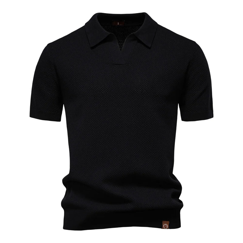 Men's Summer Breathable Polo Shirt Short Sleeve Solid Color Casual Polo.