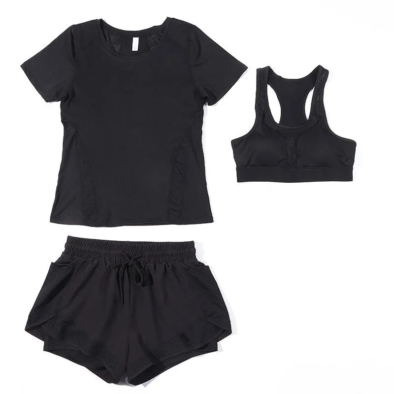 Women's Quick-drying Yoga Sports 3 Piece Set Sports Bra High Waist Sports.