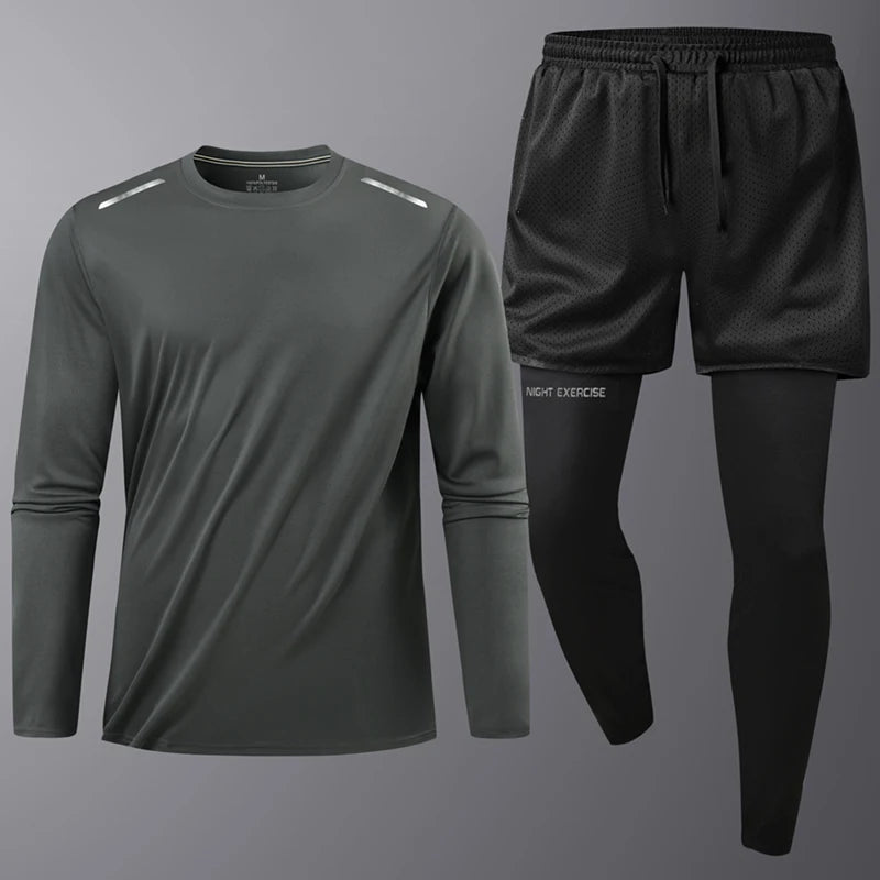 Men Long Sleeve Quick Drying Tracksuit Breathable Outdoor Sports Hiking.