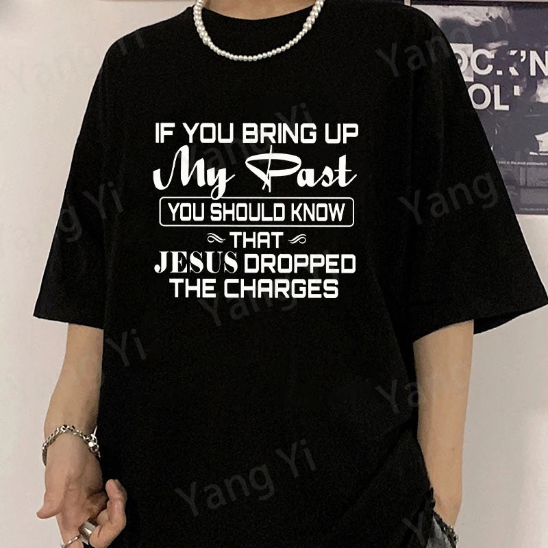 That Jesus Oropped Pattern Men Women Cotton T-Shirts Simple Letters Print.