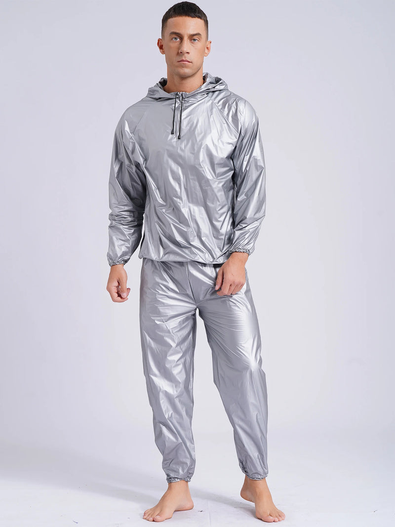 Mens Pullover Style PVC Sweating Suit for Boxing Gym Workout Fitness.