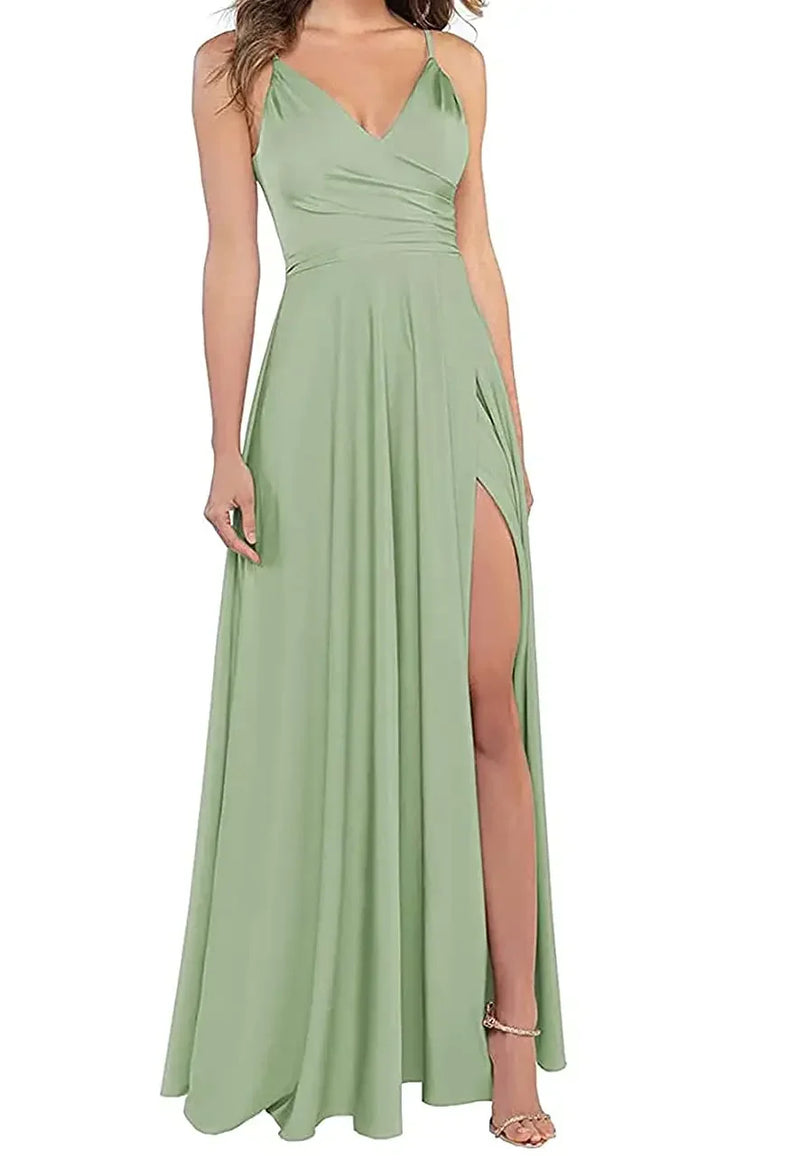Women's A-Line Bridesmaid Dresses for Wedding Formal Satin.