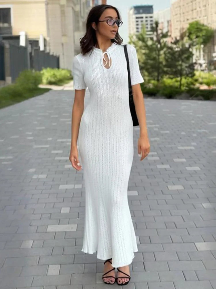 Elegant Sweater Dress Summer High Waist Woman Dress.