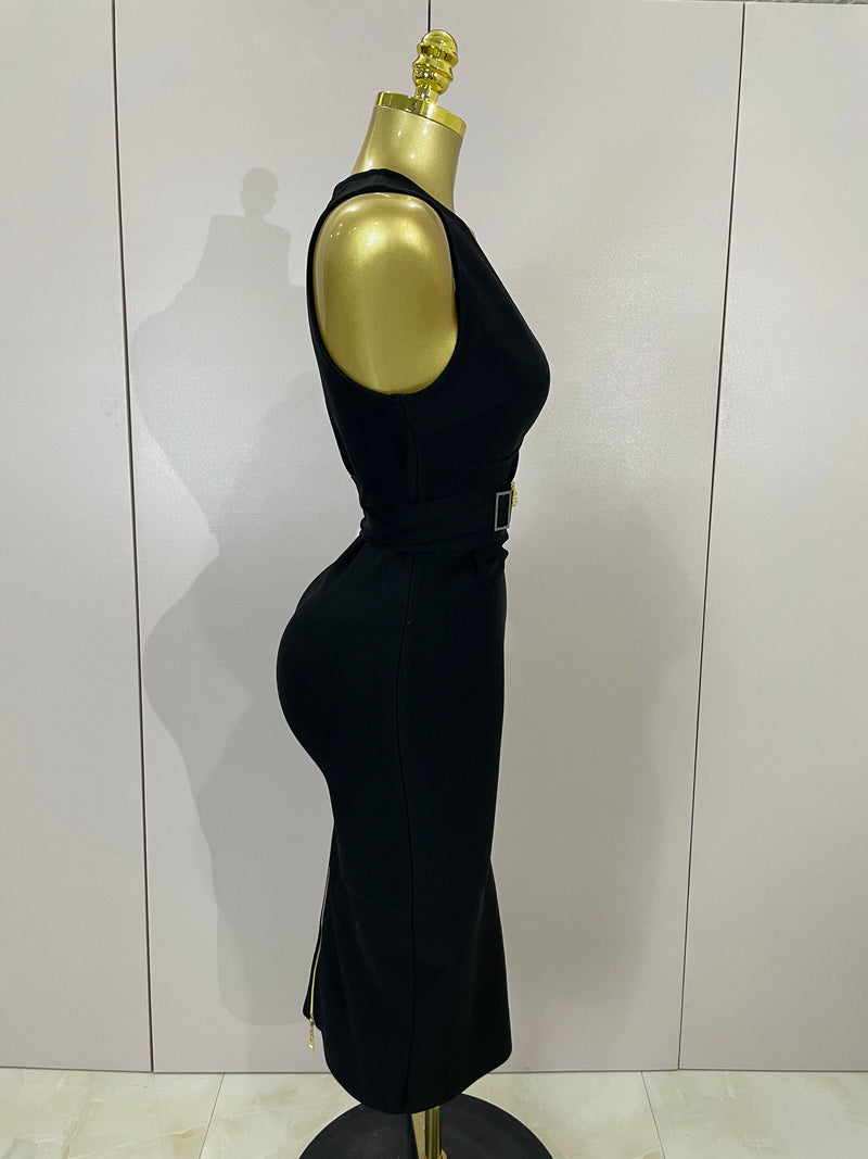 Women Elegance Sexy V-Neck Sleeveless Bodycon Bandage Dress.