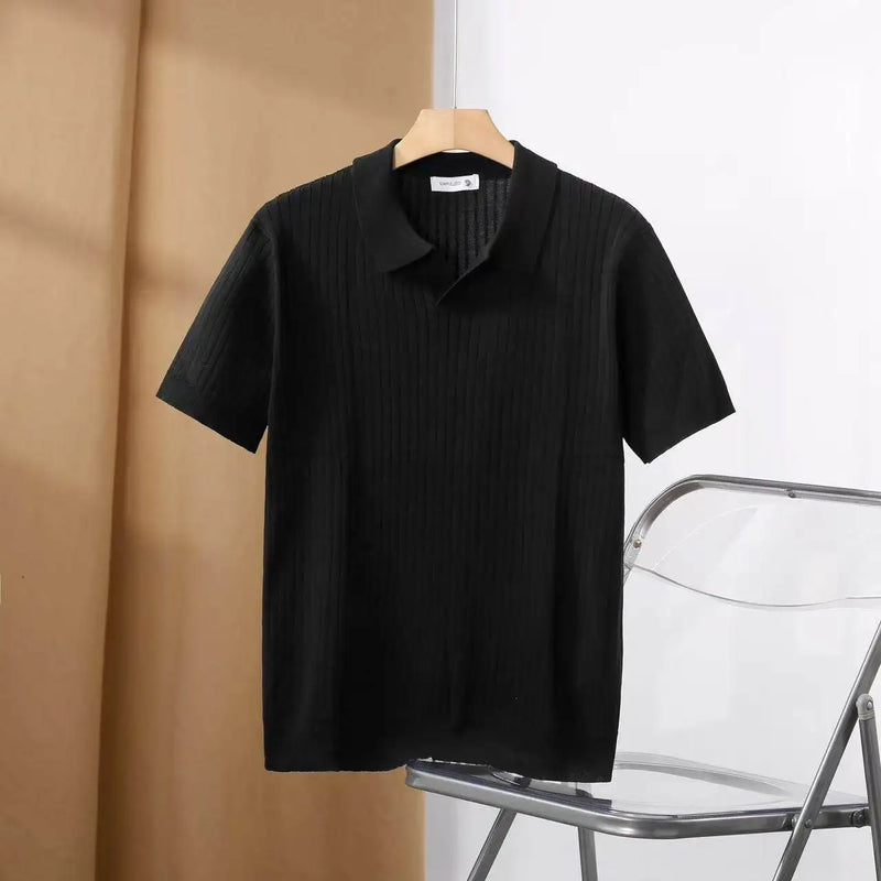 Men Slim Fit Polo Shirts Solid Stretch Sexy Collared TShirt Fashion.