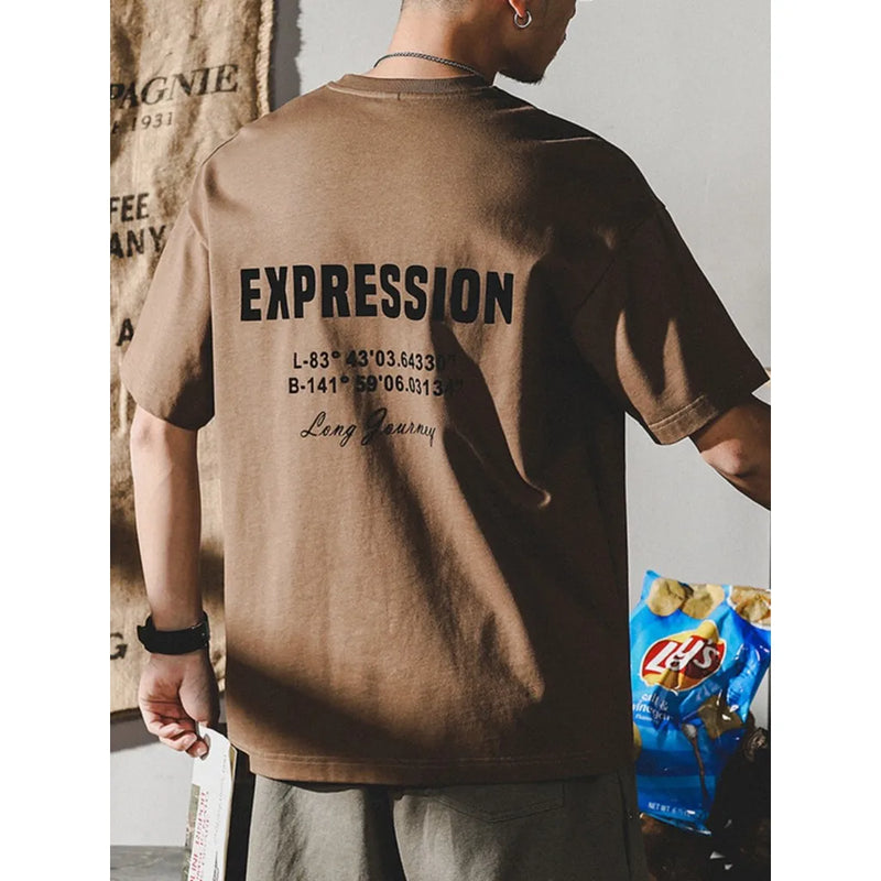 Summer Men's Oversized Letter Print Short Sleeve T-shirt.