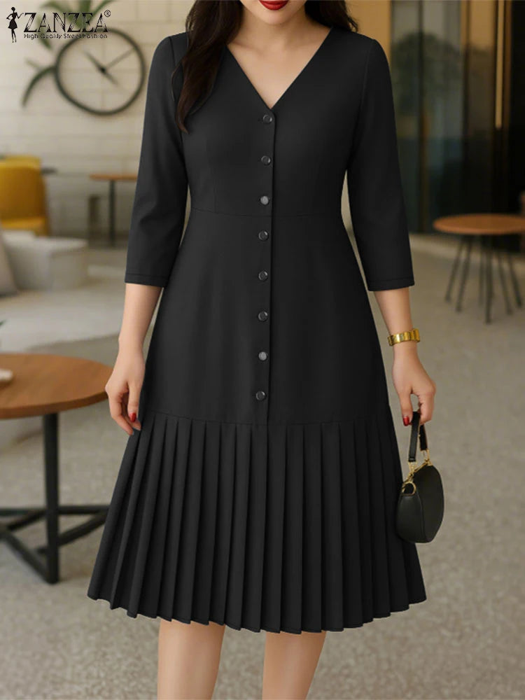 Women's Pleated Midi Dress.