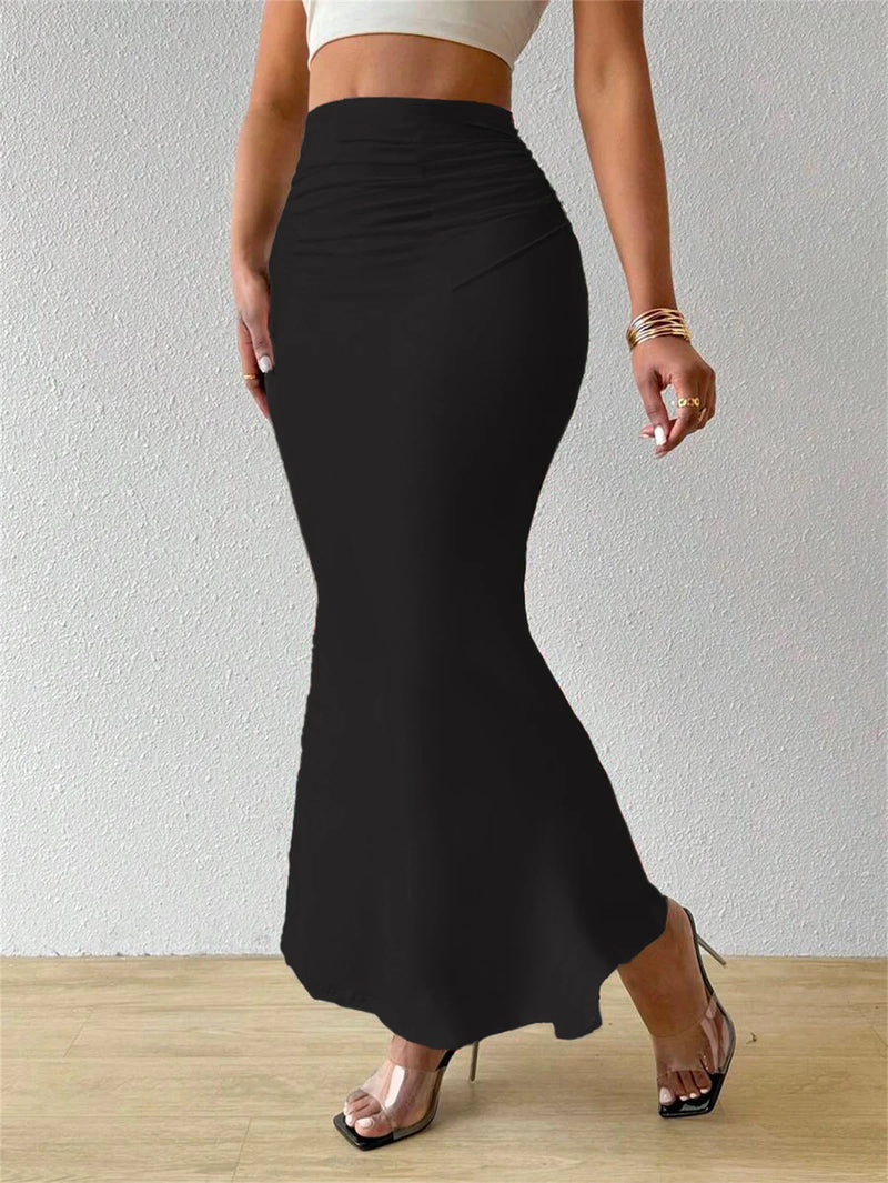 Women Solid Slim Fishtail Skirt Spring Summer Elegant Fashion High Waist.