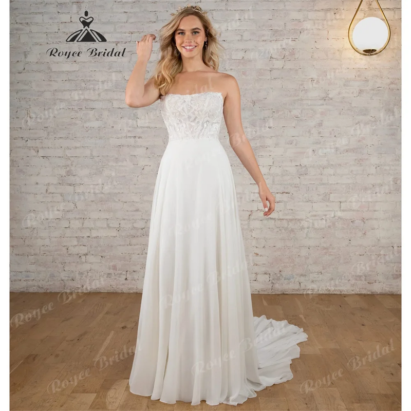 RoyceBridal Square Collar A Line Wedding Dress for Women.