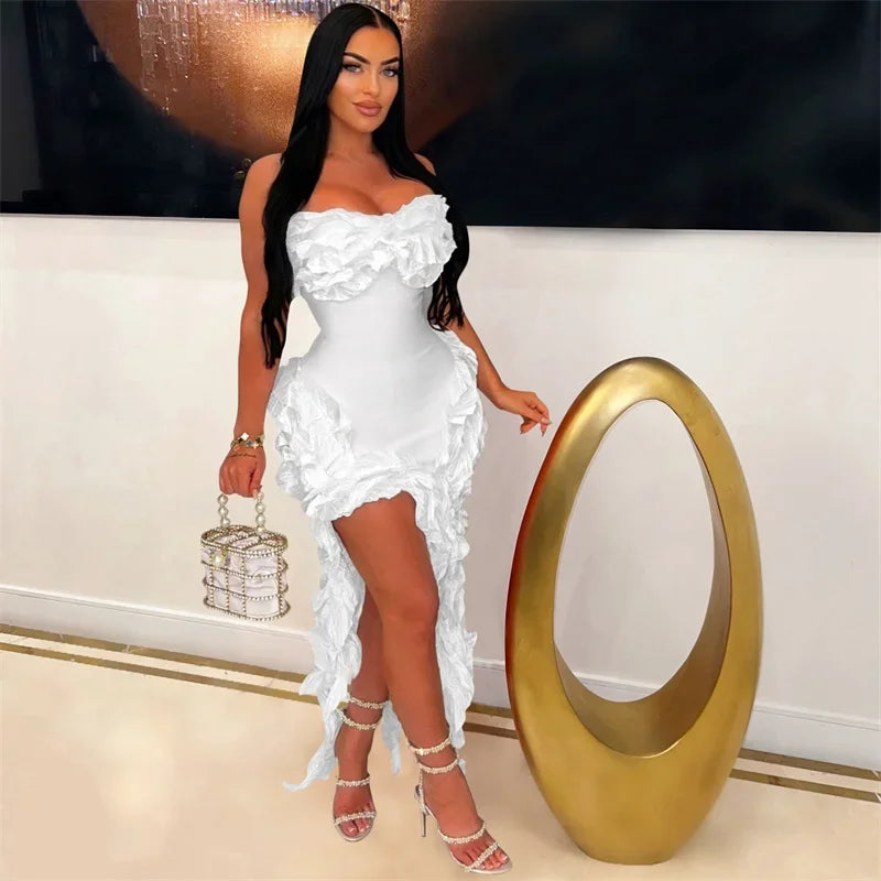 Elegant Ruffles Tassel Birthday Dress for Women.