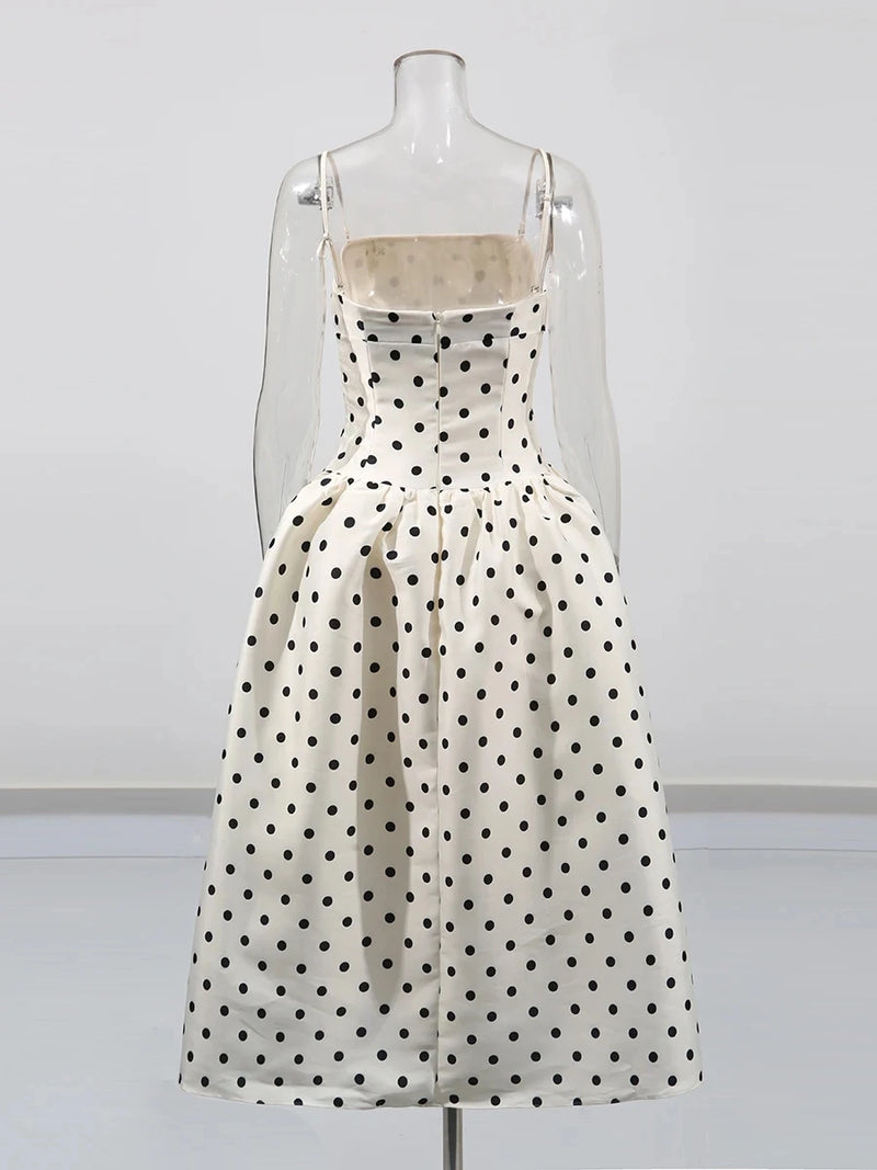 Solid Slimming Spliced Wave Point Elegant Dresses For Women.