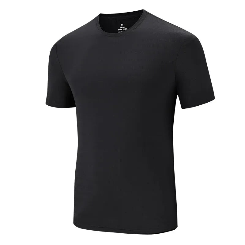 Summer Ice Silk Short Sleeve Mens T Shirt Breathable And Quick Drying.