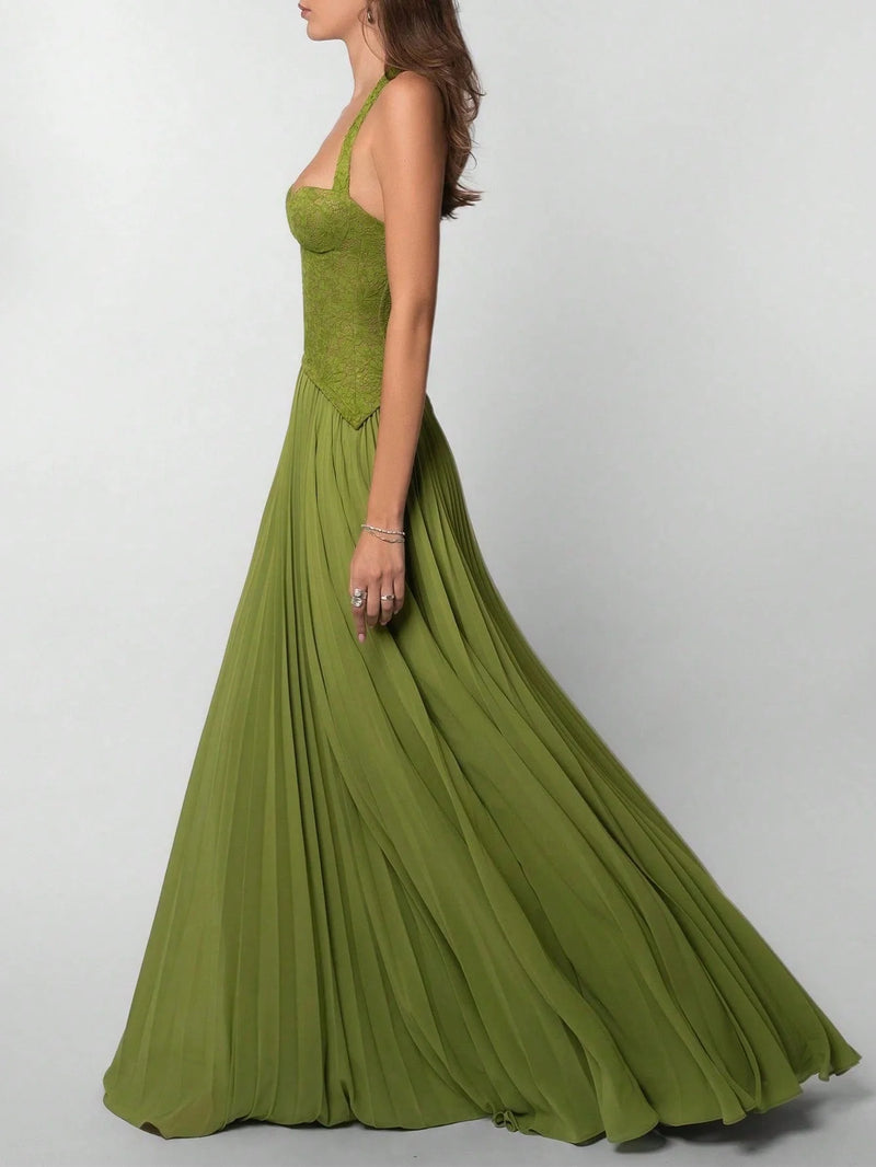 Fashion Sexy Elegant Halter Maxi Long Bodycon Dress Summer Green.