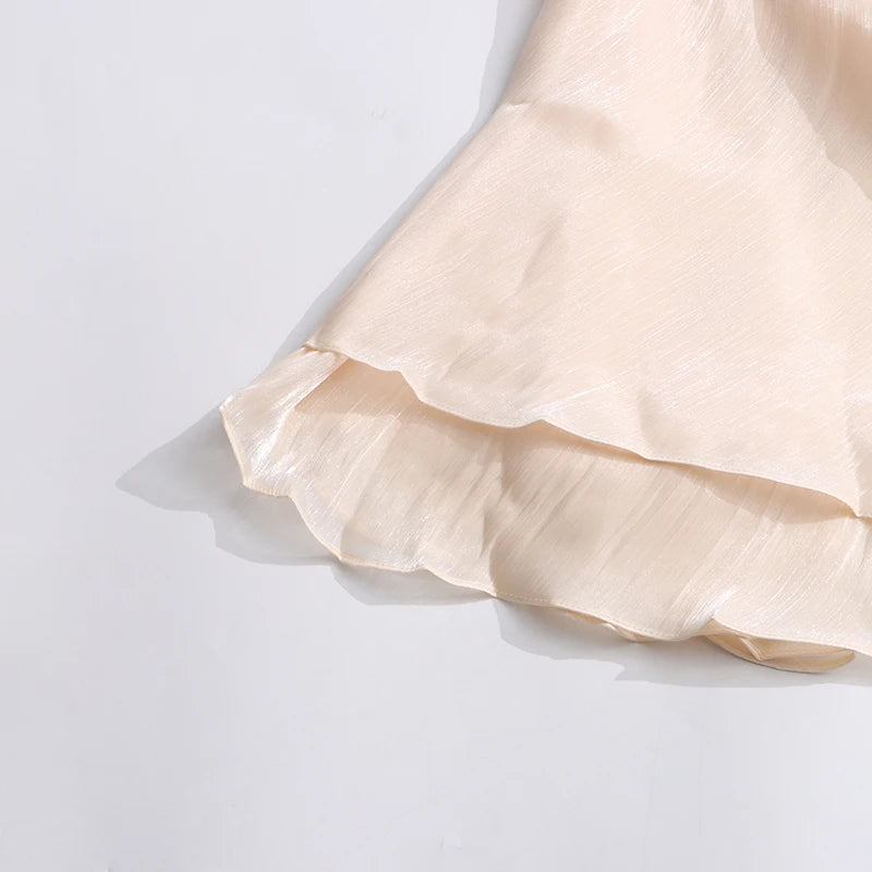 Solid Loose Spliced Folds Elegant Dresses for Women.