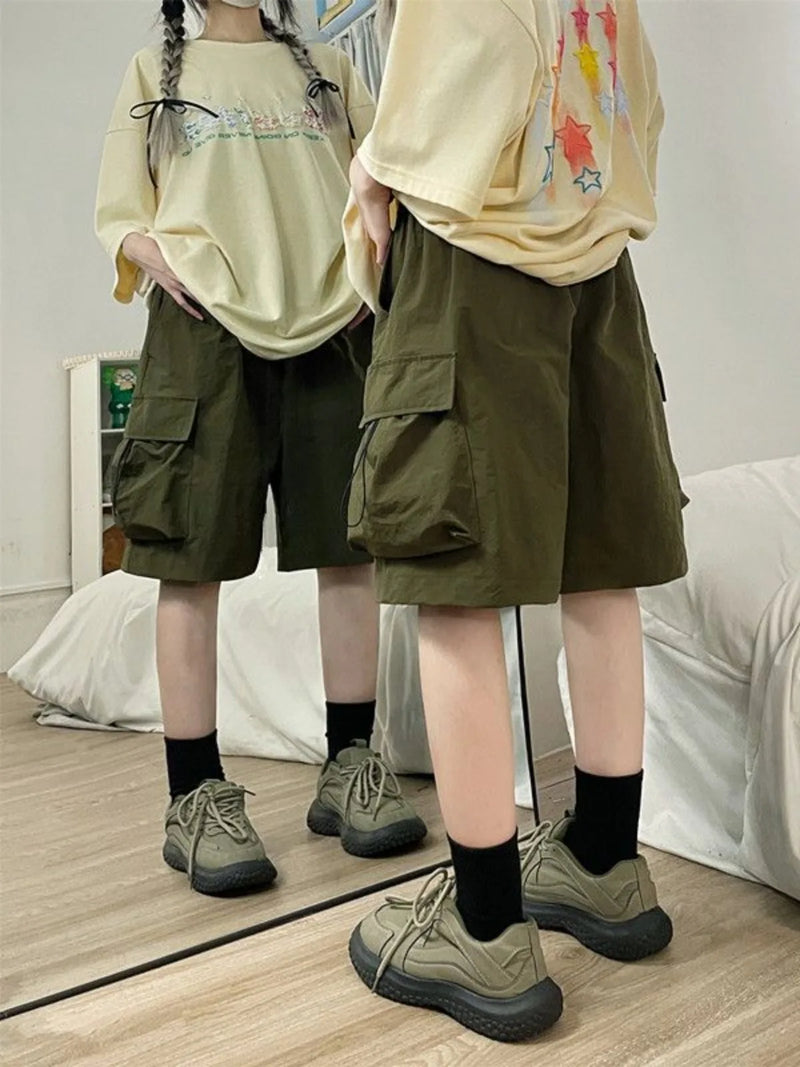 Men Summer High Waist Cargo Shorts American Style Streetwear Summer.