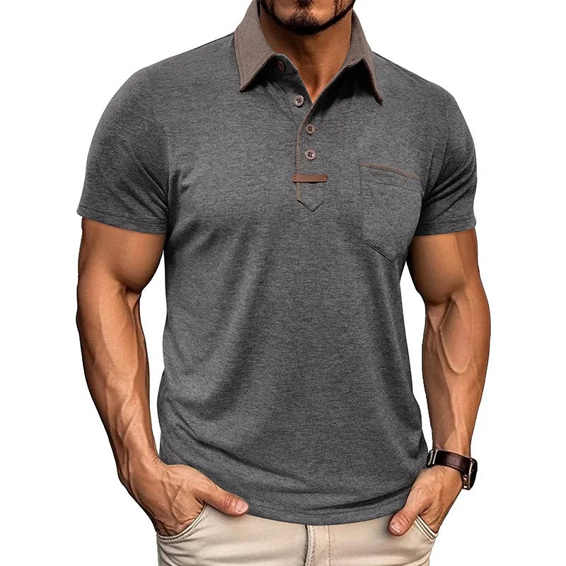 Man Polo Shirts Summer European and American Men's Short-sleeved Lapel T-shirt.