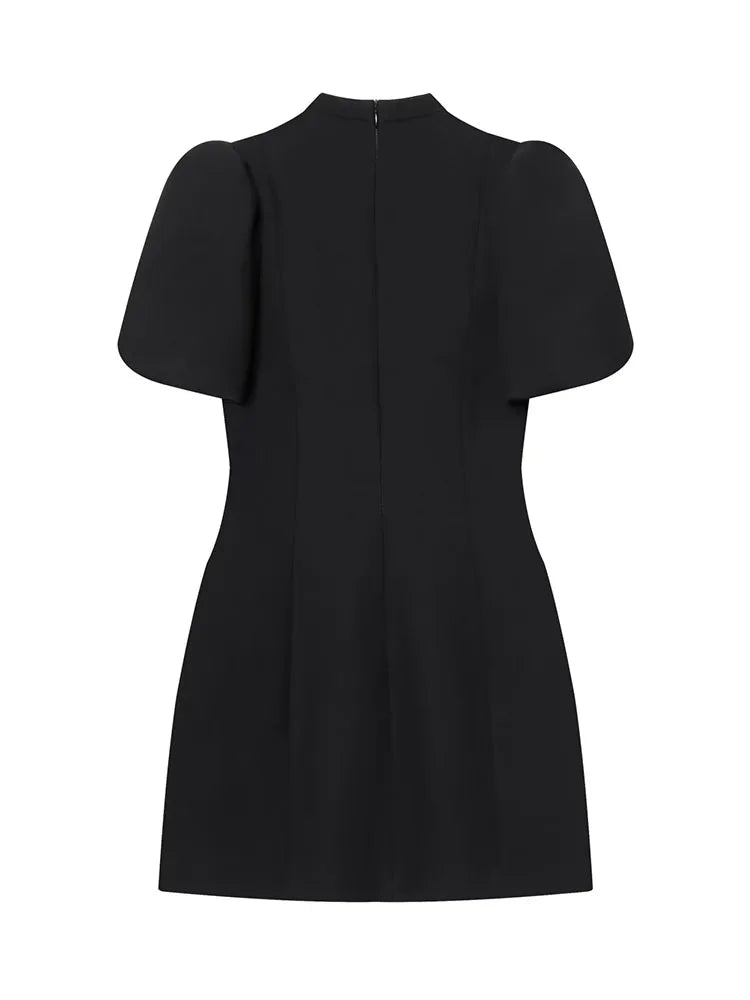 Women’s New Fashion O-Neck Puff Sleeve Short Dress.