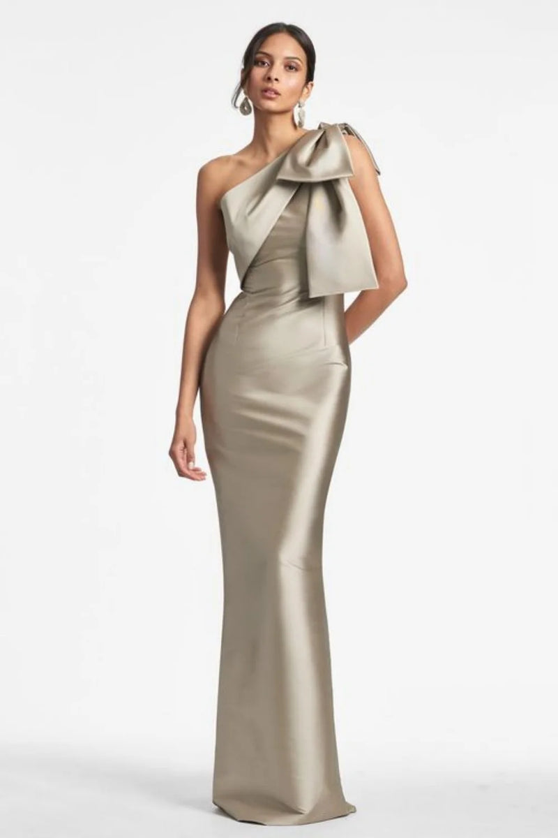 Evening Dress Women Elegant Tight Sexy Satin Single Shoulder.