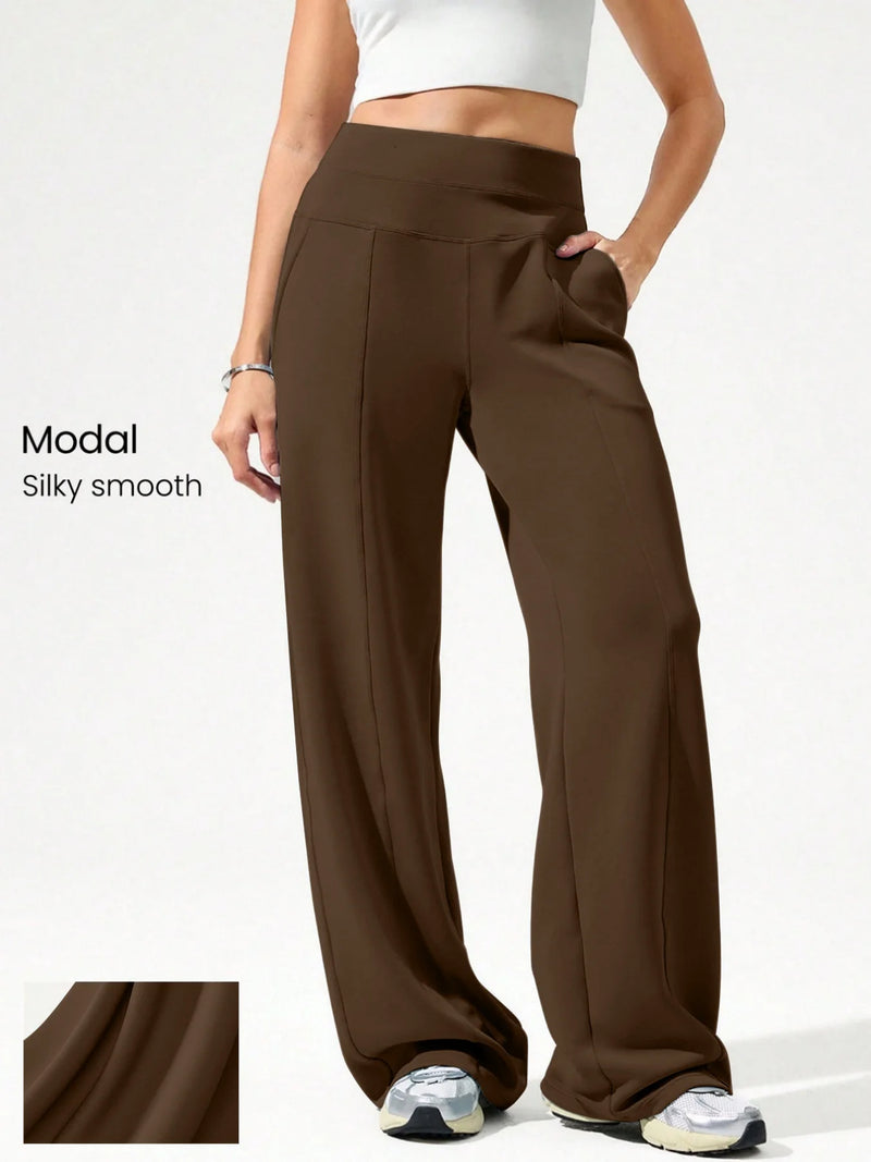 Four-Season High-Waisted Yoga Pants, 9-Inch Loose Straight Leg Wide.