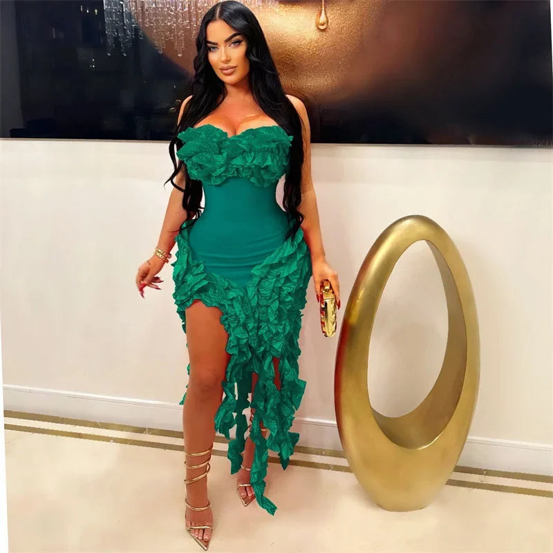 Elegant Ruffles Tassel Birthday Dress for Women.
