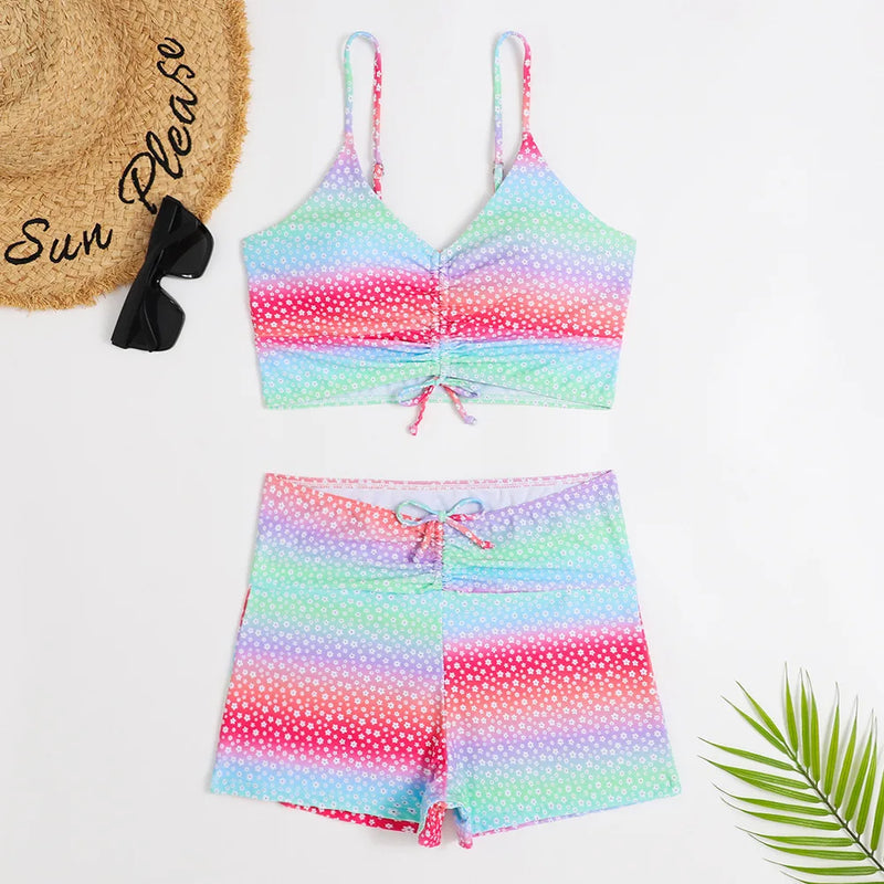 High Waist Bikini Swimsuit Women Push Up Bikini Floral Swimsuit.