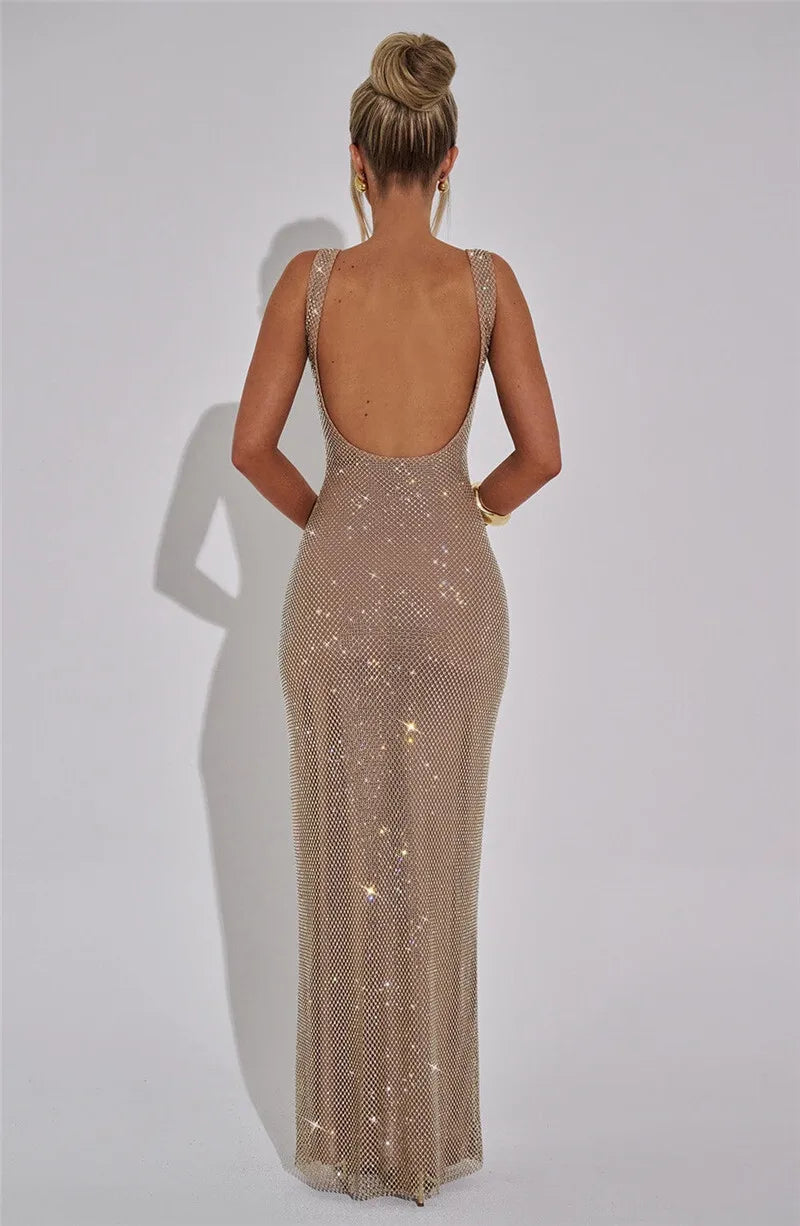 Mozision Sequins Backless Sexy Maxi Dress For Women.