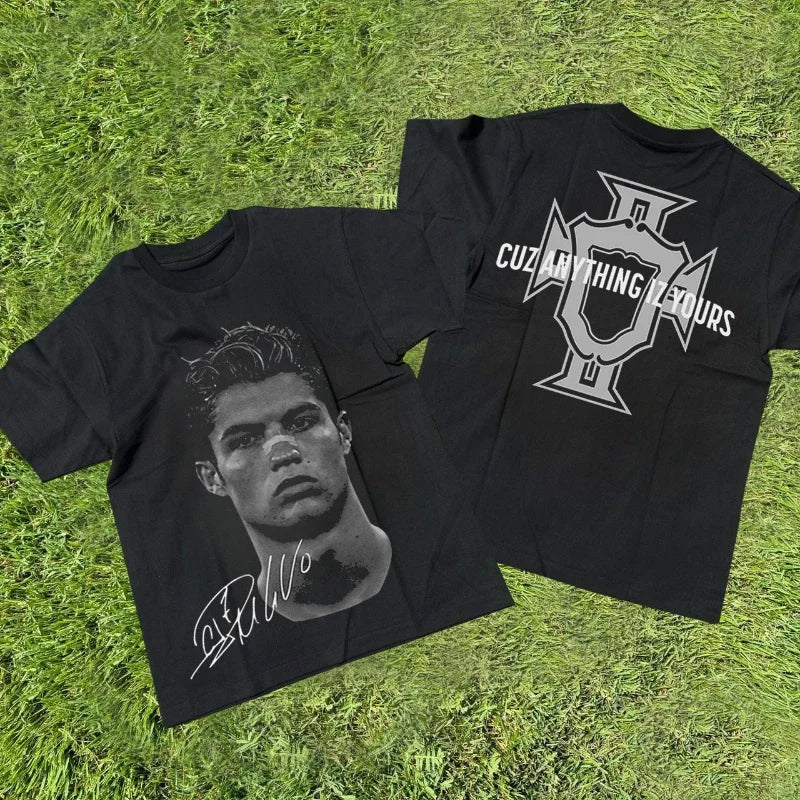 Cristiano Ronaldo Neymar Lionel Messi Football Superstar Portrait Printed Tee Men Women.