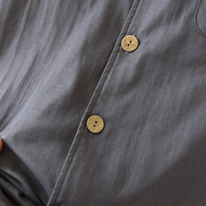 Men's Pajama Set Cotton Gauze Solid Color.
