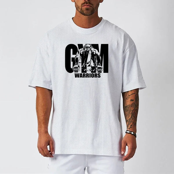 Summer Oversized Running T-shirts Mens Dropped Shoulder Half Sleeve Tee.