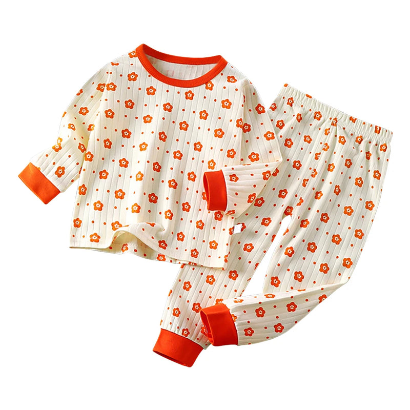 Kids Casual Autumn Long Sleeve Pajamas Set Boys and Girls.