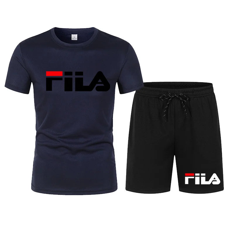 Men's two-piece sportswear breathable quick drying short sleeved.