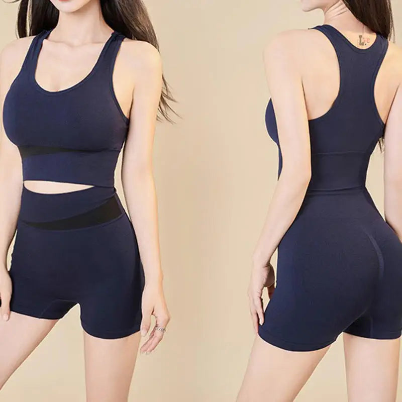 Yoga Suit Set Peach Color Fast Drying High Waist And Hip Lifting Fitness Set.