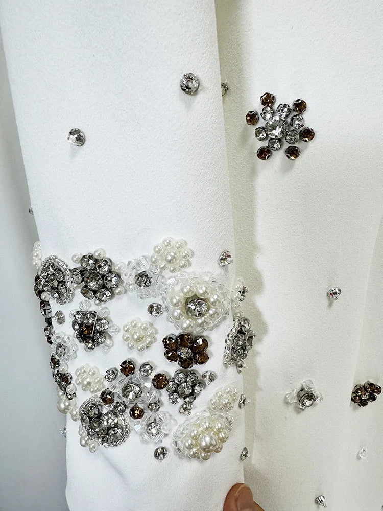 Women's Formal Long Sleeve Luxurious Beaded Long Maxi Dress.