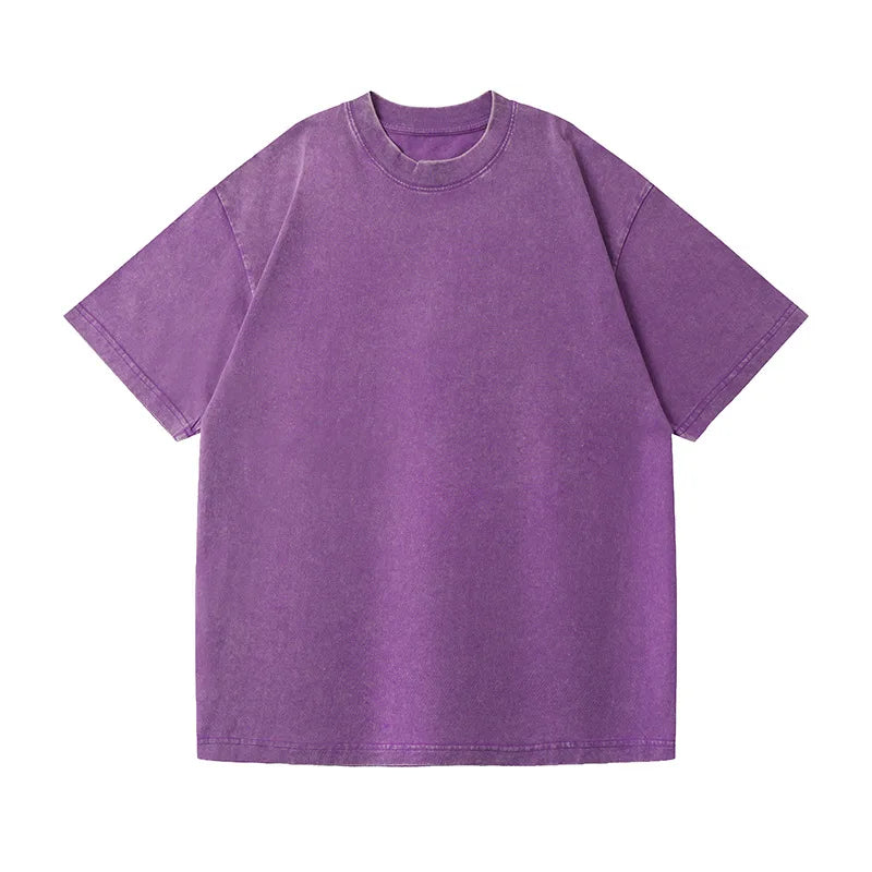 Couple Washed Retro 350g Heavy Duty Cotton Short Sleeved T-shirts.
