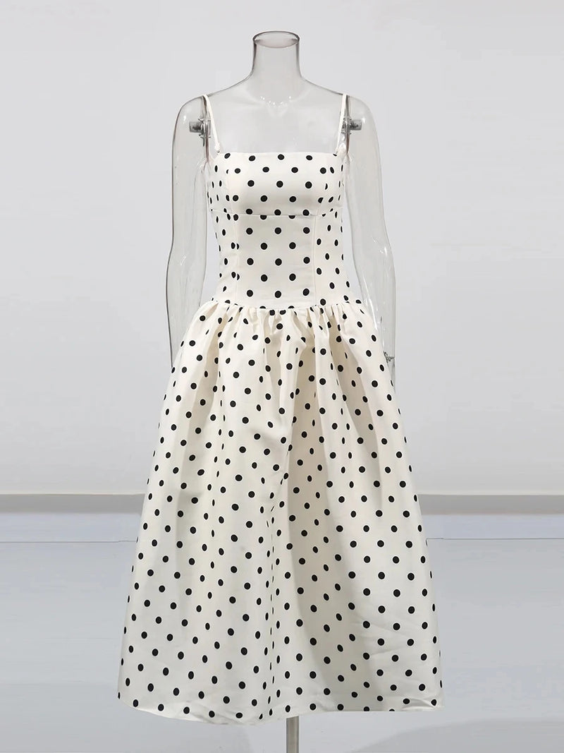 Solid Slimming Spliced Wave Point Elegant Dresses For Women.