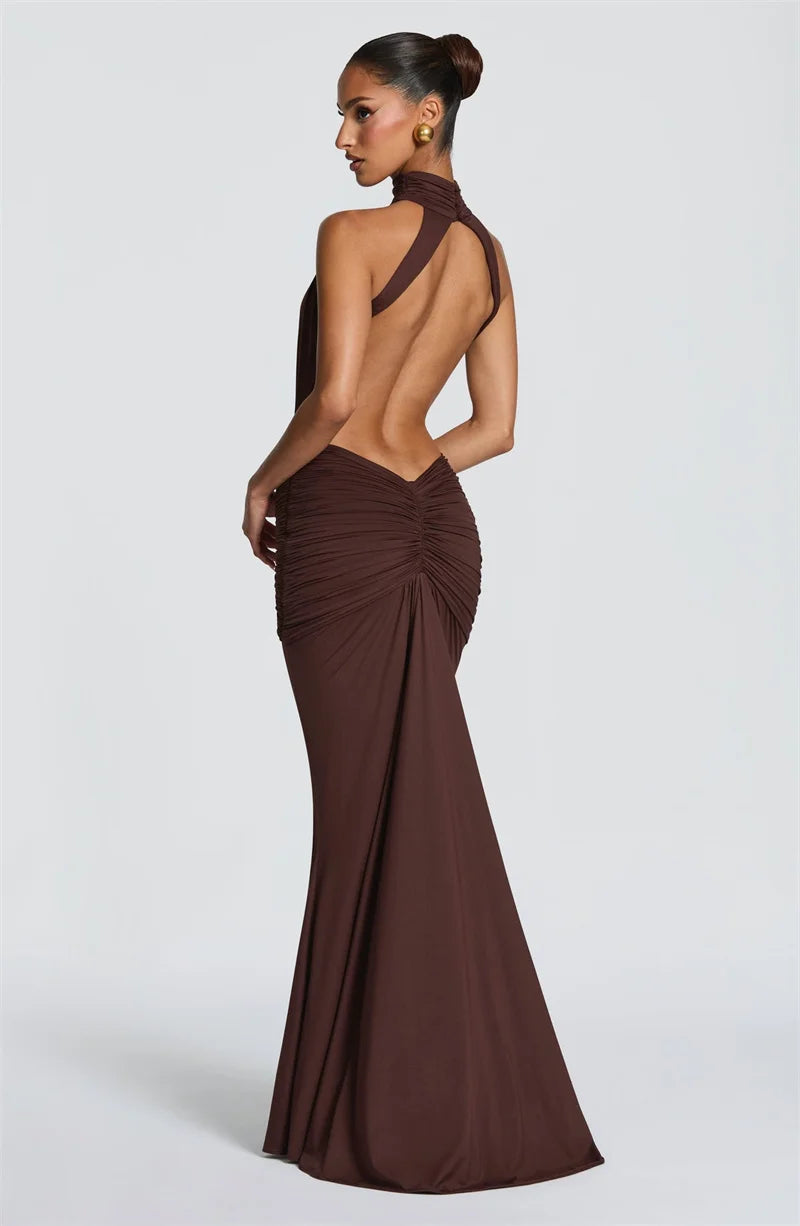 Mozision Turtleneck Backless Sexy Maxi Dress Women.