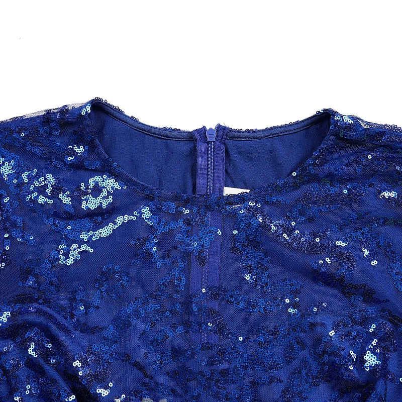 Sequins Long Sleeve Chiffon Dresses Elegant Women Party.