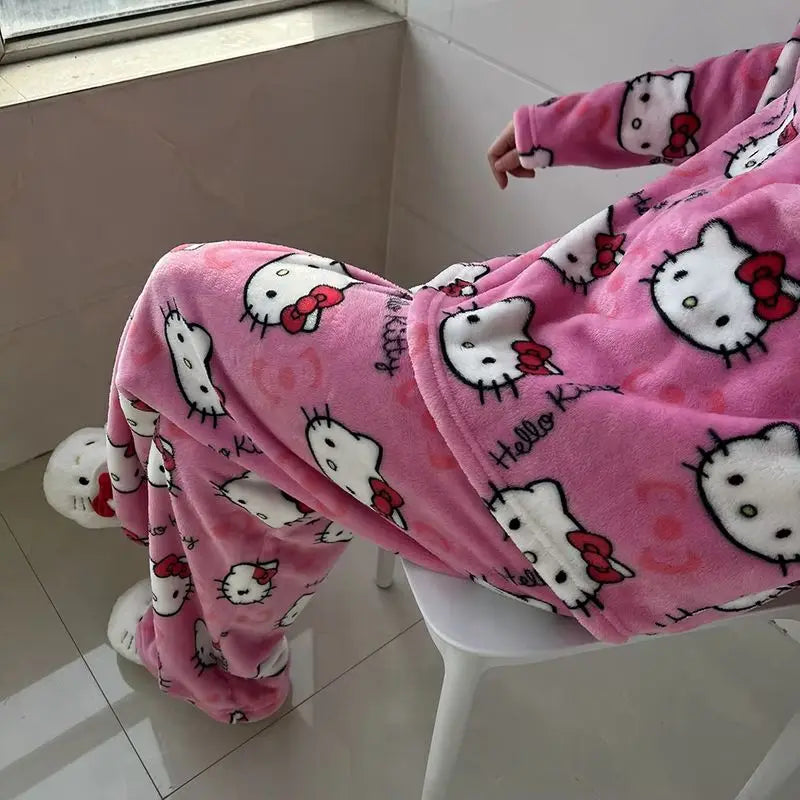 Women’s 2Pcs/Set Sanrio Hello Kitty Anime Pajamas Pants.