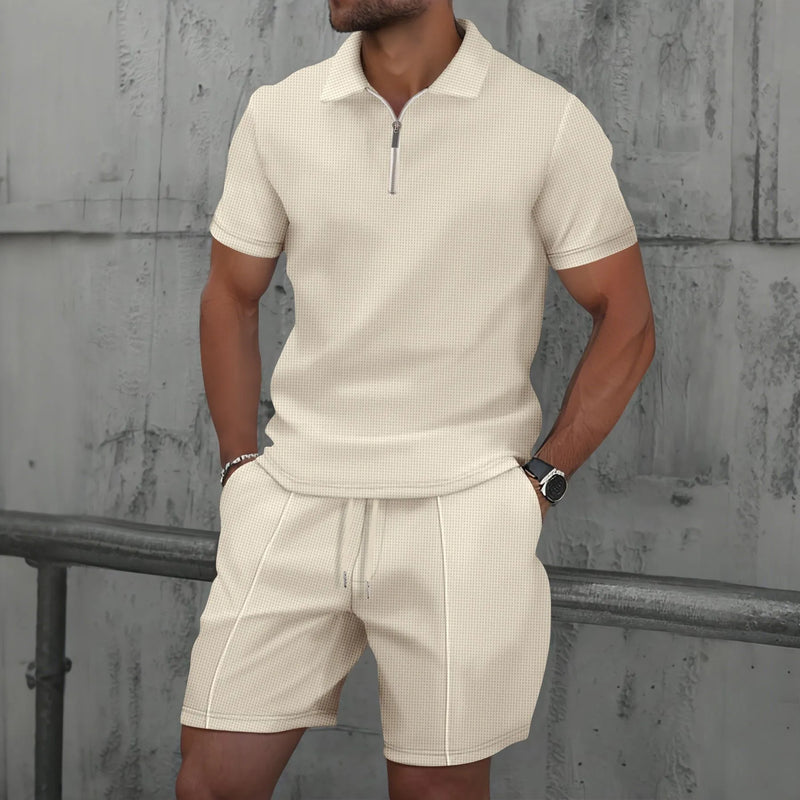 Men Europe and the United States new summer Waffle solid color.