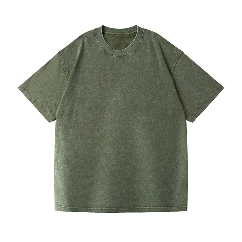 Couple Washed Retro 350g Heavy Duty Cotton Short Sleeved T-shirts.