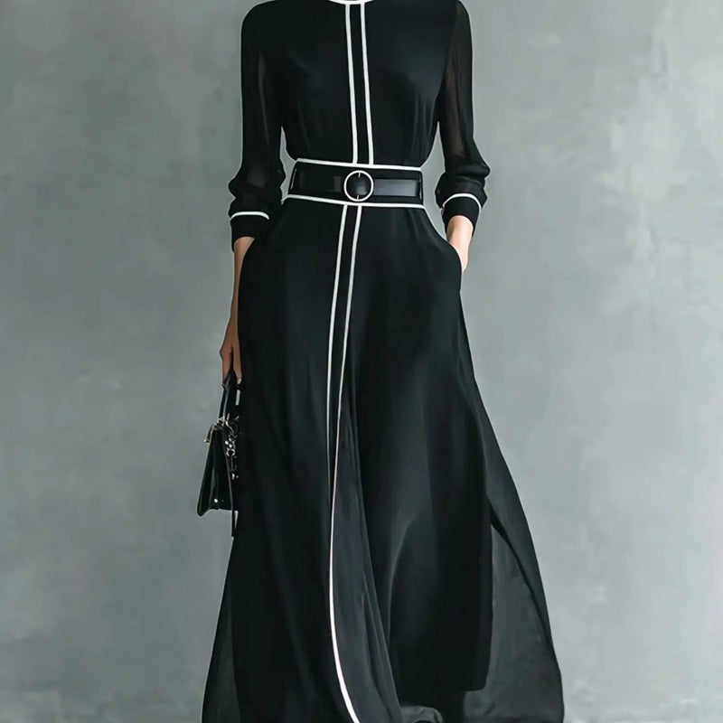 Women’s French Elegant Chiffon Maxi Dress.