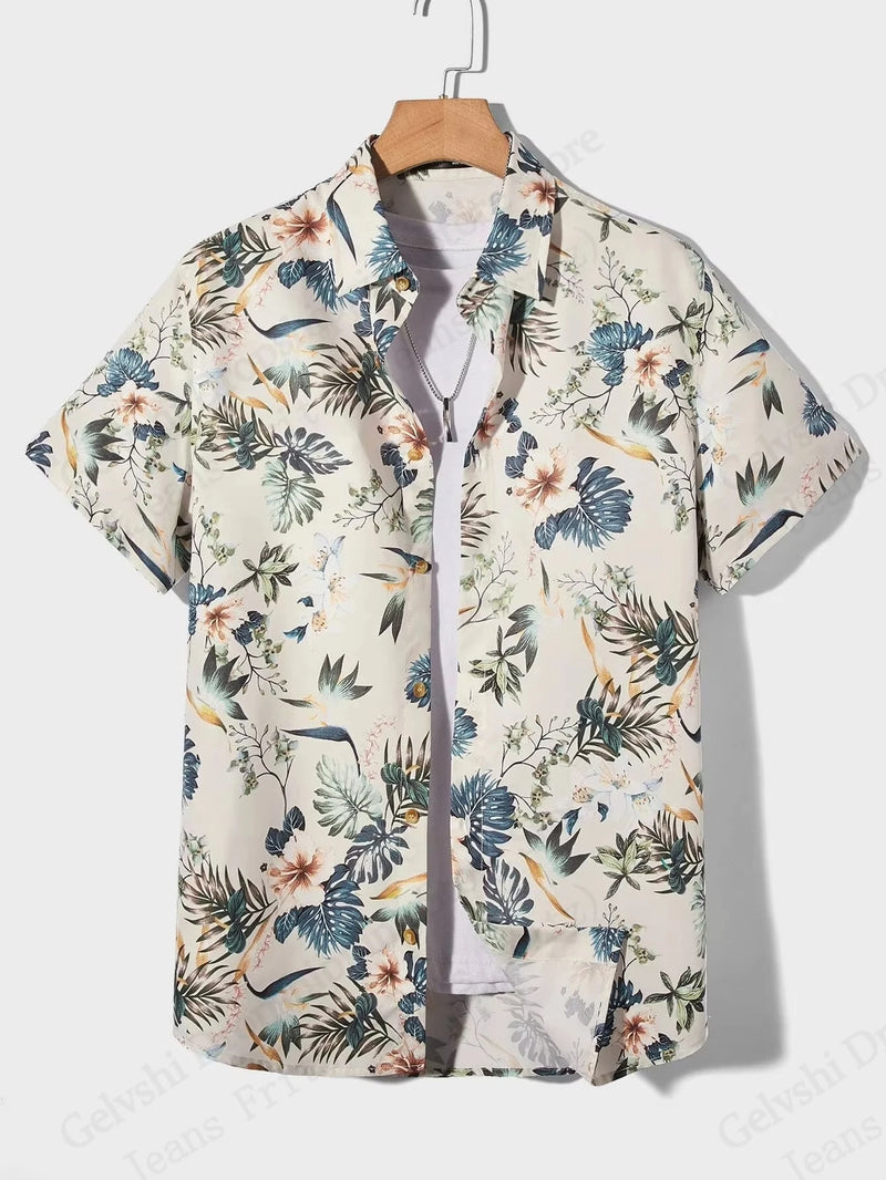 Summer Hawaiian Shirts Animal Palm Tree 3d Print Shirts Men.