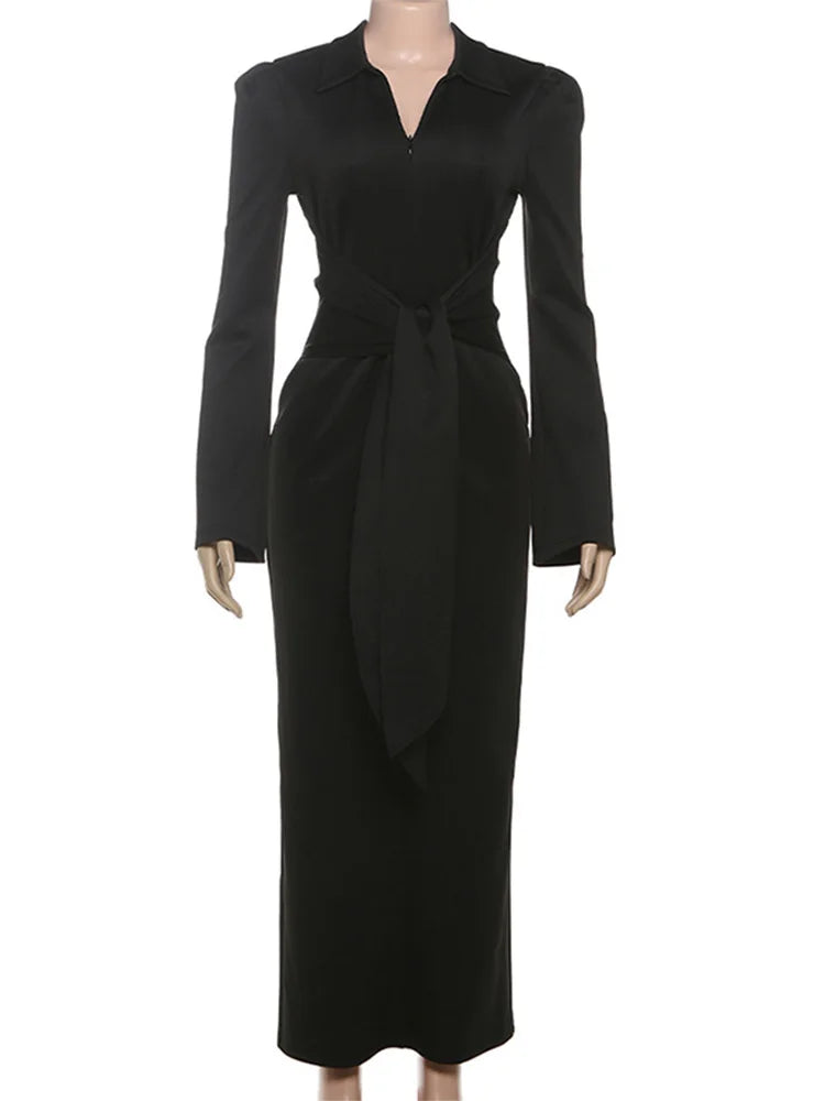 Women’s V Neck Long Sleeve Maxi Dresses Party Slim Commute Long Dress.