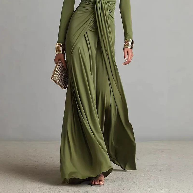 Women's Elegant Deep V Neck Maxi Dress.
