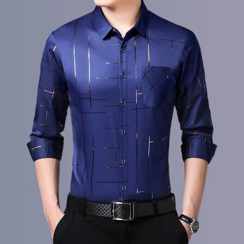 Men's Casual and Fashionable Long Sleeved Printed Shirt.