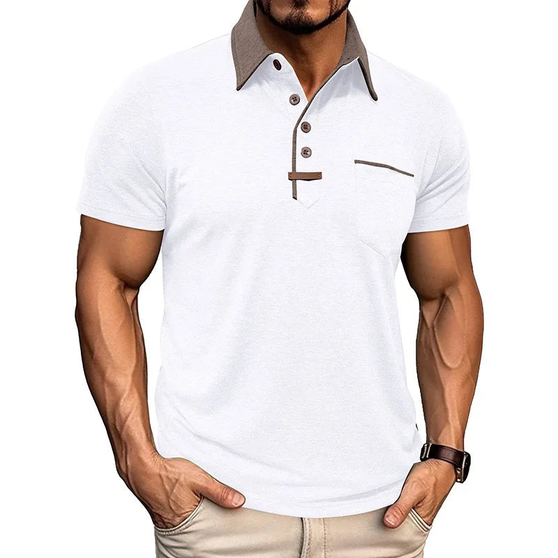 Man Polo Shirts Summer European and American Men's Short-sleeved Lapel T-shirt.