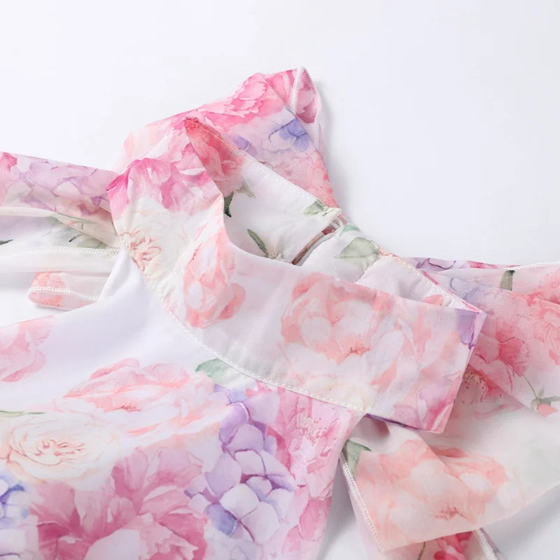 Women’s Chic Floral Printed Mini Dress Backless Sleeveless.